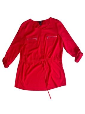 INC International Concepts Red Flowy Blouse